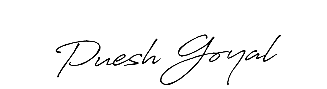 Create a beautiful signature design for name Puesh Goyal. With this signature (Antro_Vectra_Bolder) fonts, you can make a handwritten signature for free. Puesh Goyal signature style 7 images and pictures png