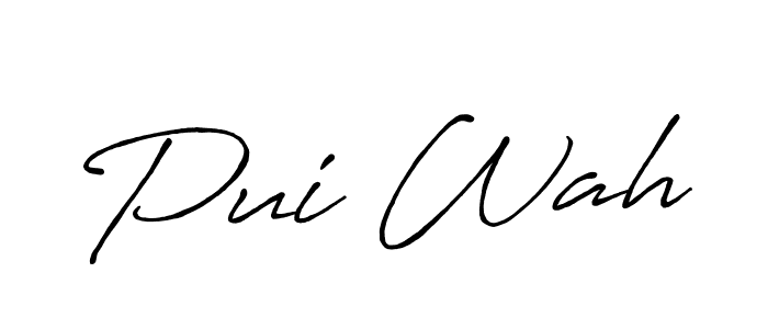Pui Wah stylish signature style. Best Handwritten Sign (Antro_Vectra_Bolder) for my name. Handwritten Signature Collection Ideas for my name Pui Wah. Pui Wah signature style 7 images and pictures png