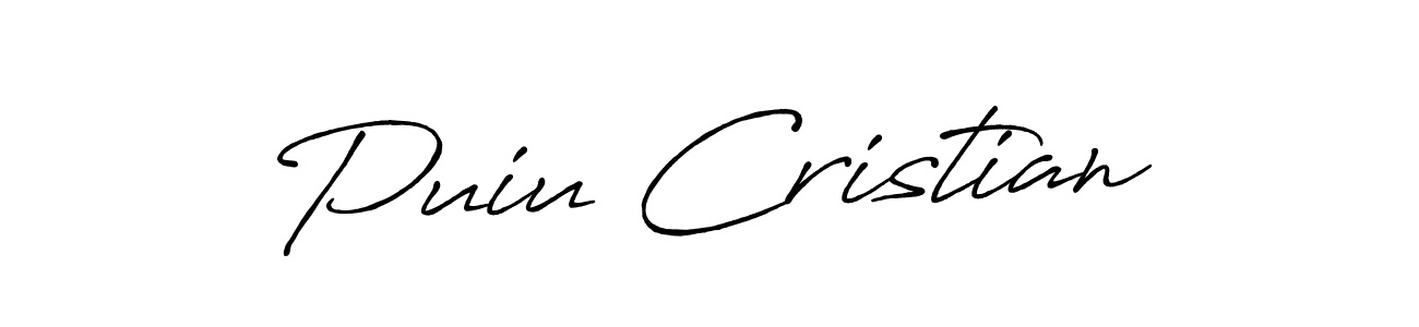 Design your own signature with our free online signature maker. With this signature software, you can create a handwritten (Antro_Vectra_Bolder) signature for name Puiu Cristian. Puiu Cristian signature style 7 images and pictures png