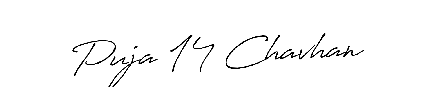 Make a beautiful signature design for name Puja 14 Chavhan. With this signature (Antro_Vectra_Bolder) style, you can create a handwritten signature for free. Puja 14 Chavhan signature style 7 images and pictures png