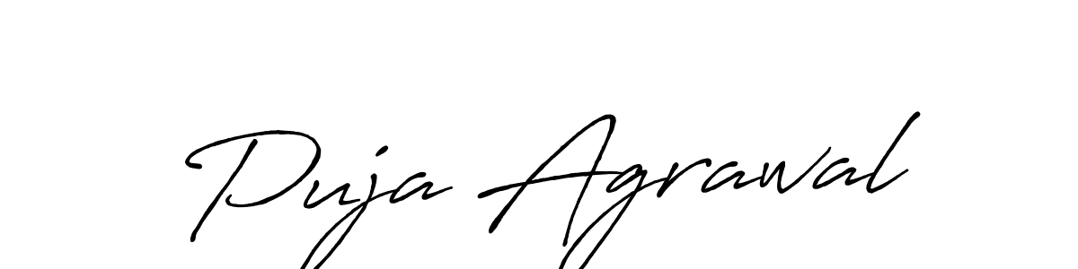 Create a beautiful signature design for name Puja Agrawal. With this signature (Antro_Vectra_Bolder) fonts, you can make a handwritten signature for free. Puja Agrawal signature style 7 images and pictures png