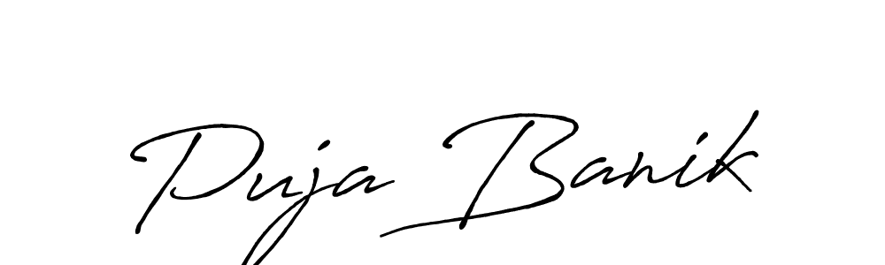 Design your own signature with our free online signature maker. With this signature software, you can create a handwritten (Antro_Vectra_Bolder) signature for name Puja Banik. Puja Banik signature style 7 images and pictures png