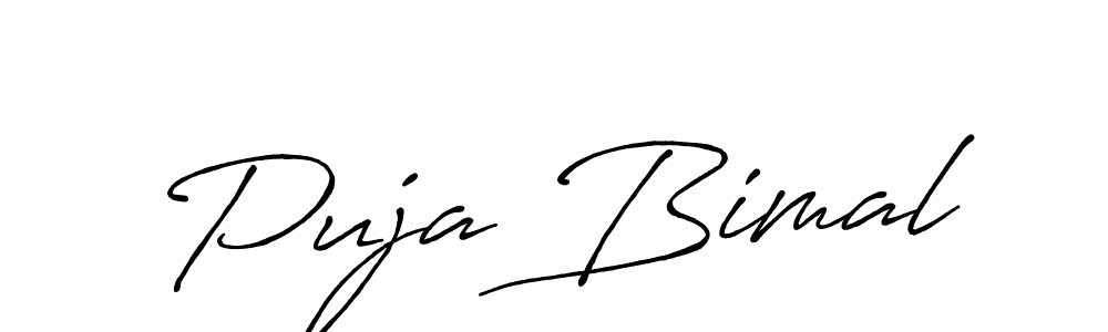 Create a beautiful signature design for name Puja Bimal. With this signature (Antro_Vectra_Bolder) fonts, you can make a handwritten signature for free. Puja Bimal signature style 7 images and pictures png