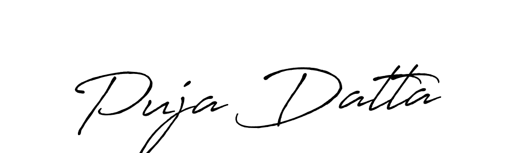 You should practise on your own different ways (Antro_Vectra_Bolder) to write your name (Puja Datta) in signature. don't let someone else do it for you. Puja Datta signature style 7 images and pictures png