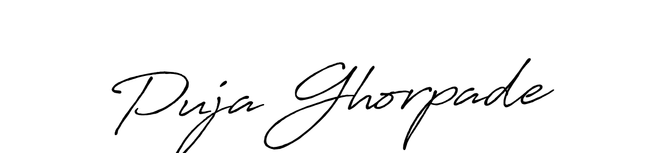 Make a beautiful signature design for name Puja Ghorpade. With this signature (Antro_Vectra_Bolder) style, you can create a handwritten signature for free. Puja Ghorpade signature style 7 images and pictures png