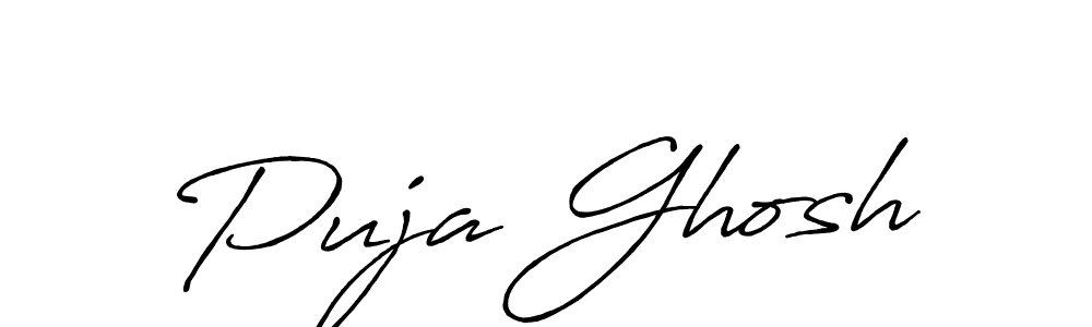 How to make Puja Ghosh name signature. Use Antro_Vectra_Bolder style for creating short signs online. This is the latest handwritten sign. Puja Ghosh signature style 7 images and pictures png