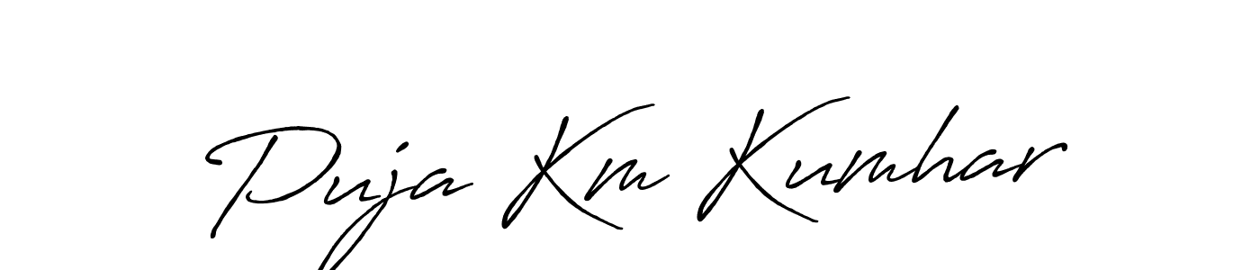 Create a beautiful signature design for name Puja Km Kumhar. With this signature (Antro_Vectra_Bolder) fonts, you can make a handwritten signature for free. Puja Km Kumhar signature style 7 images and pictures png