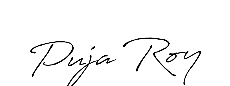 Create a beautiful signature design for name Puja Roy. With this signature (Antro_Vectra_Bolder) fonts, you can make a handwritten signature for free. Puja Roy signature style 7 images and pictures png