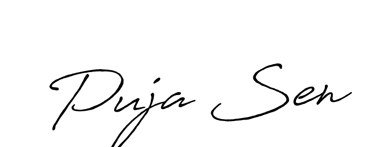 if you are searching for the best signature style for your name Puja Sen. so please give up your signature search. here we have designed multiple signature styles  using Antro_Vectra_Bolder. Puja Sen signature style 7 images and pictures png