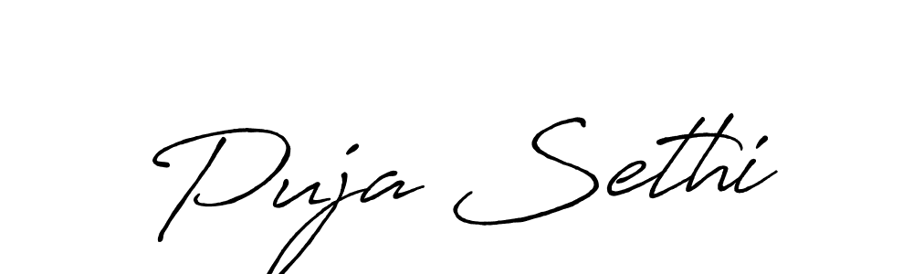 Puja Sethi stylish signature style. Best Handwritten Sign (Antro_Vectra_Bolder) for my name. Handwritten Signature Collection Ideas for my name Puja Sethi. Puja Sethi signature style 7 images and pictures png