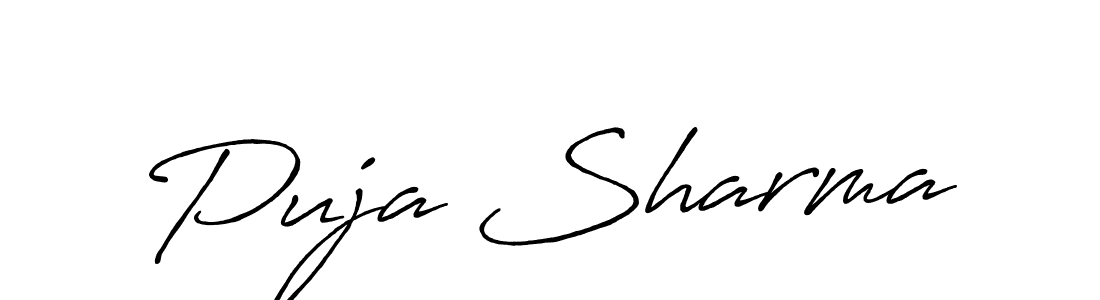 How to make Puja Sharma name signature. Use Antro_Vectra_Bolder style for creating short signs online. This is the latest handwritten sign. Puja Sharma signature style 7 images and pictures png