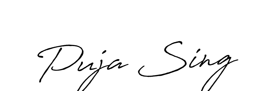 Puja Sing stylish signature style. Best Handwritten Sign (Antro_Vectra_Bolder) for my name. Handwritten Signature Collection Ideas for my name Puja Sing. Puja Sing signature style 7 images and pictures png