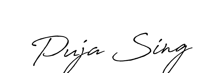 Puja Sing stylish signature style. Best Handwritten Sign (Antro_Vectra_Bolder) for my name. Handwritten Signature Collection Ideas for my name Puja Sing. Puja Sing signature style 7 images and pictures png