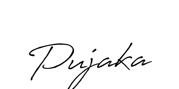 How to make Pujaka name signature. Use Antro_Vectra_Bolder style for creating short signs online. This is the latest handwritten sign. Pujaka signature style 7 images and pictures png