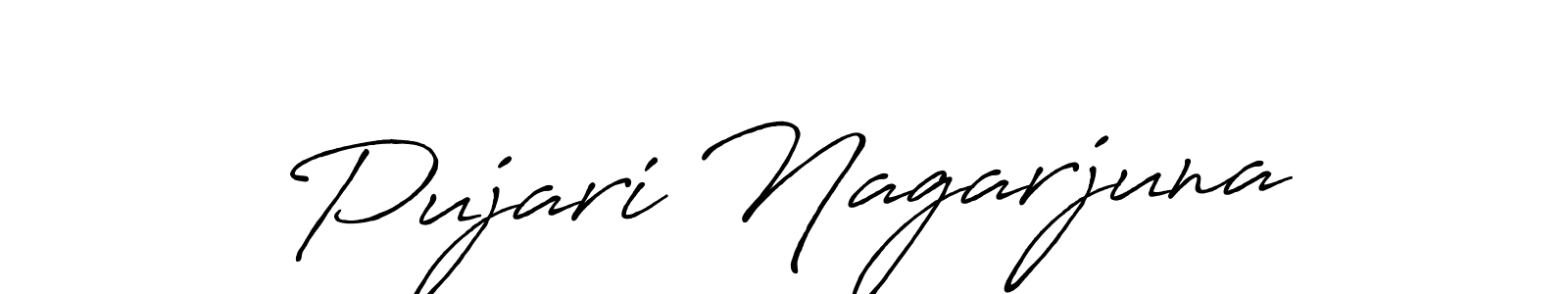 Create a beautiful signature design for name Pujari Nagarjuna. With this signature (Antro_Vectra_Bolder) fonts, you can make a handwritten signature for free. Pujari Nagarjuna signature style 7 images and pictures png