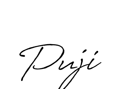 Create a beautiful signature design for name Puji. With this signature (Antro_Vectra_Bolder) fonts, you can make a handwritten signature for free. Puji signature style 7 images and pictures png