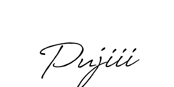 How to make Pujiii signature? Antro_Vectra_Bolder is a professional autograph style. Create handwritten signature for Pujiii name. Pujiii signature style 7 images and pictures png