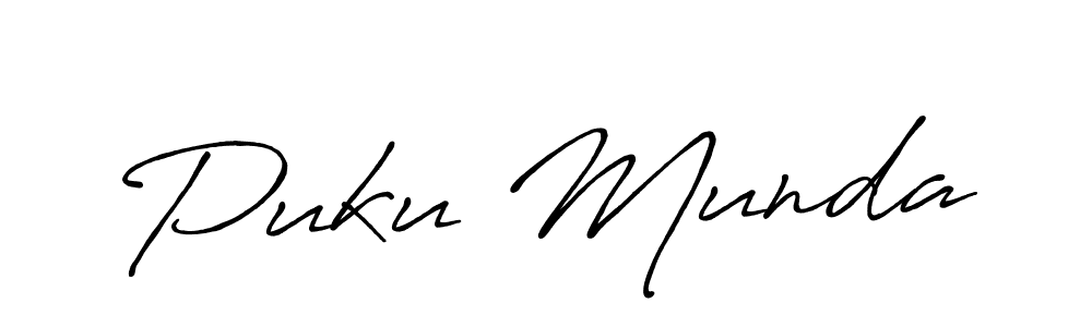 Create a beautiful signature design for name Puku Munda. With this signature (Antro_Vectra_Bolder) fonts, you can make a handwritten signature for free. Puku Munda signature style 7 images and pictures png