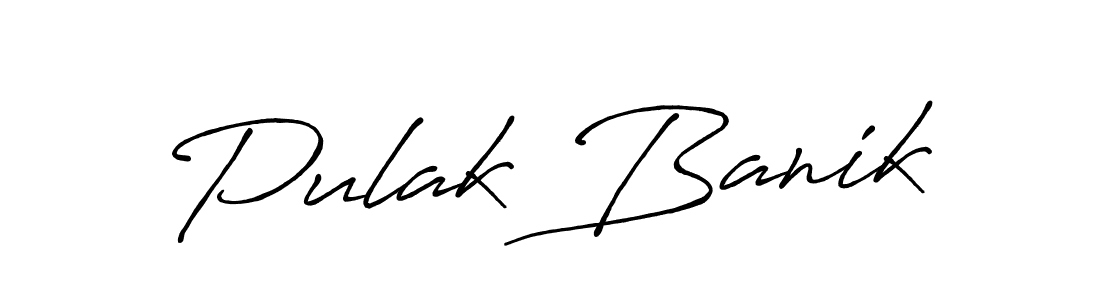 Use a signature maker to create a handwritten signature online. With this signature software, you can design (Antro_Vectra_Bolder) your own signature for name Pulak Banik. Pulak Banik signature style 7 images and pictures png