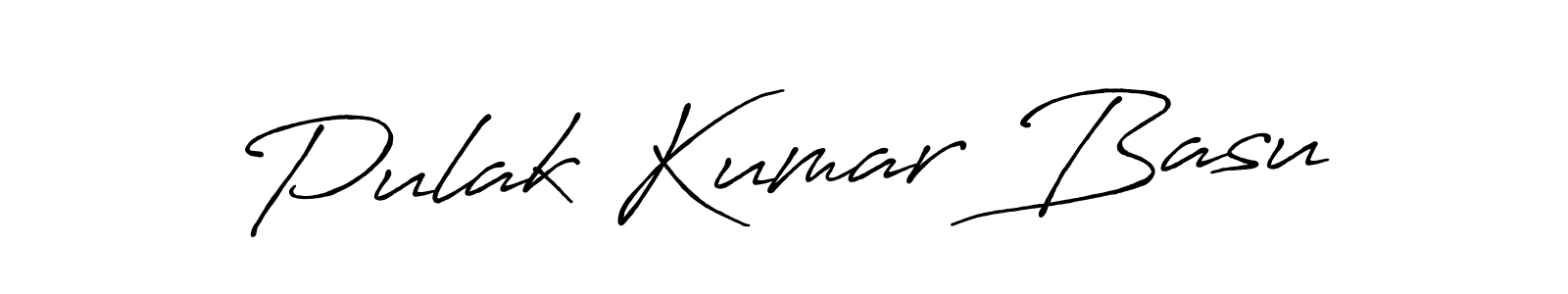 You should practise on your own different ways (Antro_Vectra_Bolder) to write your name (Pulak Kumar Basu) in signature. don't let someone else do it for you. Pulak Kumar Basu signature style 7 images and pictures png