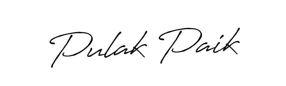 Make a beautiful signature design for name Pulak Paik. With this signature (Antro_Vectra_Bolder) style, you can create a handwritten signature for free. Pulak Paik signature style 7 images and pictures png