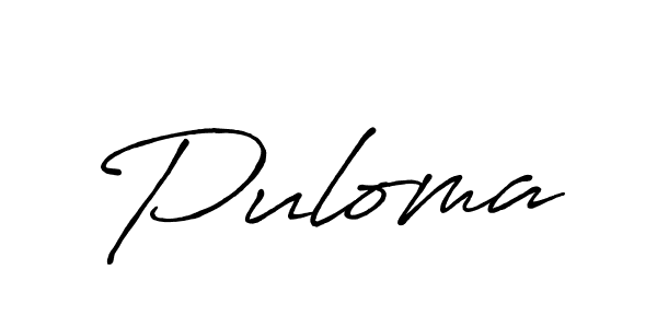 Use a signature maker to create a handwritten signature online. With this signature software, you can design (Antro_Vectra_Bolder) your own signature for name Puloma. Puloma signature style 7 images and pictures png