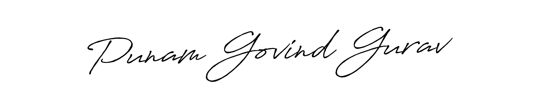 How to make Punam Govind Gurav name signature. Use Antro_Vectra_Bolder style for creating short signs online. This is the latest handwritten sign. Punam Govind Gurav signature style 7 images and pictures png