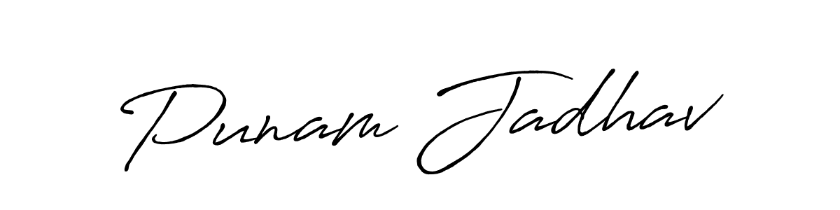 Create a beautiful signature design for name Punam Jadhav. With this signature (Antro_Vectra_Bolder) fonts, you can make a handwritten signature for free. Punam Jadhav signature style 7 images and pictures png