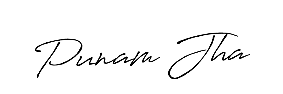 Create a beautiful signature design for name Punam Jha. With this signature (Antro_Vectra_Bolder) fonts, you can make a handwritten signature for free. Punam Jha signature style 7 images and pictures png