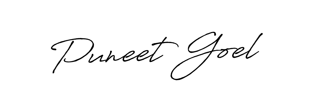 How to make Puneet Goel name signature. Use Antro_Vectra_Bolder style for creating short signs online. This is the latest handwritten sign. Puneet Goel signature style 7 images and pictures png