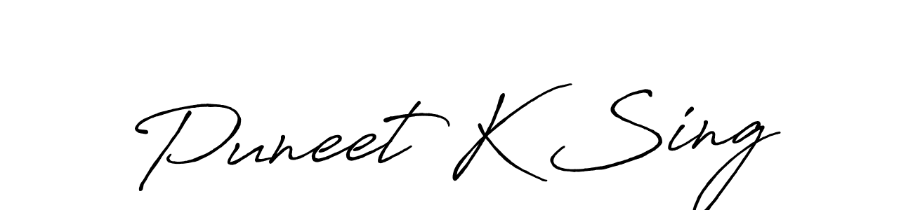Make a beautiful signature design for name Puneet K Sing. With this signature (Antro_Vectra_Bolder) style, you can create a handwritten signature for free. Puneet K Sing signature style 7 images and pictures png