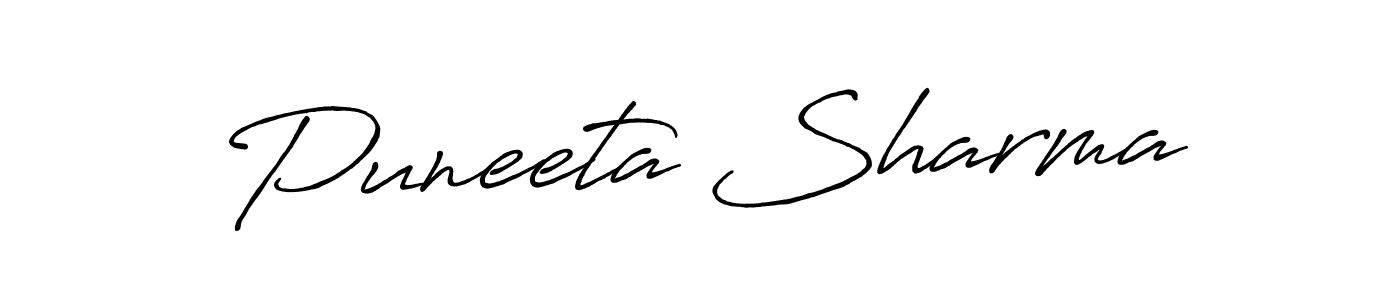 How to make Puneeta Sharma name signature. Use Antro_Vectra_Bolder style for creating short signs online. This is the latest handwritten sign. Puneeta Sharma signature style 7 images and pictures png