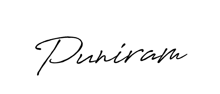 Design your own signature with our free online signature maker. With this signature software, you can create a handwritten (Antro_Vectra_Bolder) signature for name Puniram. Puniram signature style 7 images and pictures png