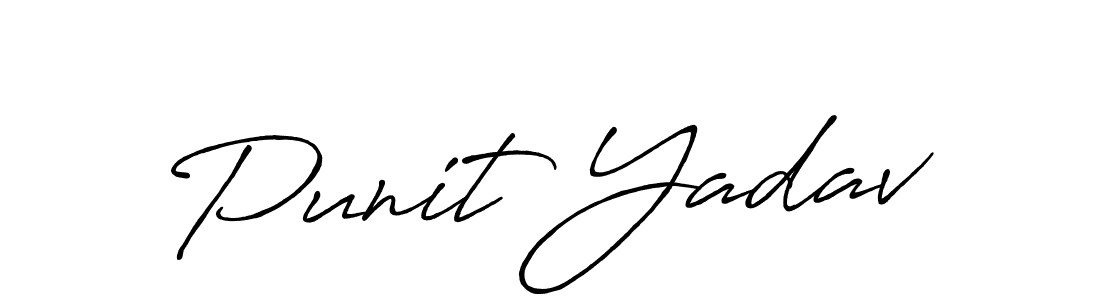 Use a signature maker to create a handwritten signature online. With this signature software, you can design (Antro_Vectra_Bolder) your own signature for name Punit Yadav. Punit Yadav signature style 7 images and pictures png