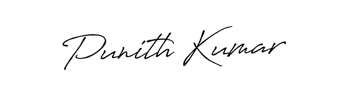 How to make Punith Kumar name signature. Use Antro_Vectra_Bolder style for creating short signs online. This is the latest handwritten sign. Punith Kumar signature style 7 images and pictures png