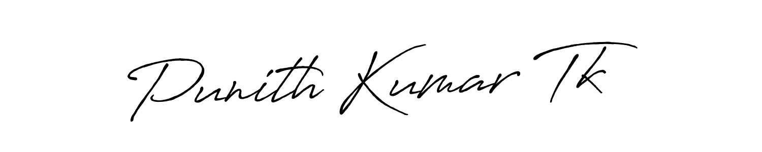 Use a signature maker to create a handwritten signature online. With this signature software, you can design (Antro_Vectra_Bolder) your own signature for name Punith Kumar Tk. Punith Kumar Tk signature style 7 images and pictures png