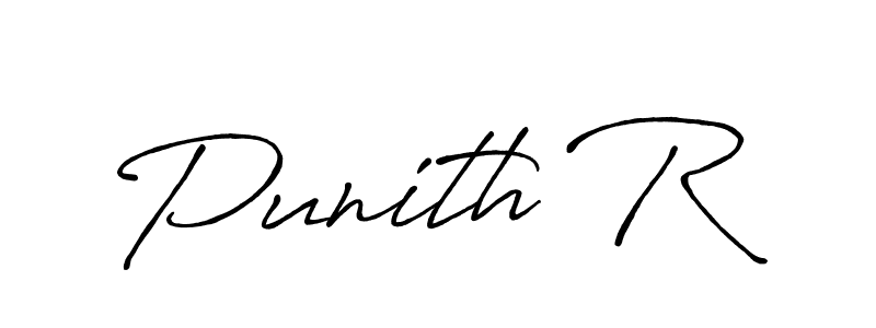 How to make Punith R name signature. Use Antro_Vectra_Bolder style for creating short signs online. This is the latest handwritten sign. Punith R signature style 7 images and pictures png