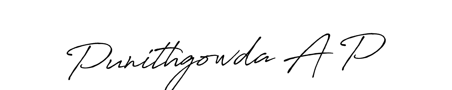 Make a beautiful signature design for name Punithgowda A P. With this signature (Antro_Vectra_Bolder) style, you can create a handwritten signature for free. Punithgowda A P signature style 7 images and pictures png