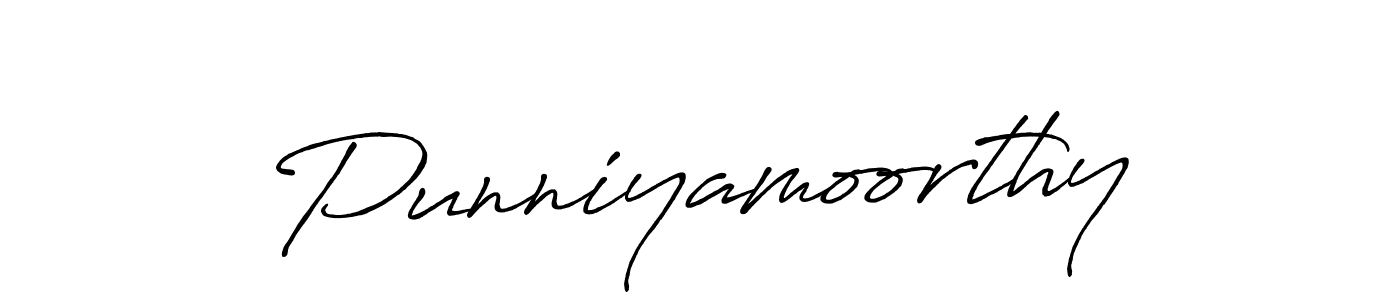 Design your own signature with our free online signature maker. With this signature software, you can create a handwritten (Antro_Vectra_Bolder) signature for name Punniyamoorthy. Punniyamoorthy signature style 7 images and pictures png