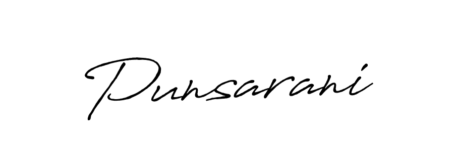 Punsarani stylish signature style. Best Handwritten Sign (Antro_Vectra_Bolder) for my name. Handwritten Signature Collection Ideas for my name Punsarani. Punsarani signature style 7 images and pictures png