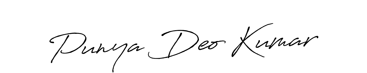 Antro_Vectra_Bolder is a professional signature style that is perfect for those who want to add a touch of class to their signature. It is also a great choice for those who want to make their signature more unique. Get Punya Deo Kumar name to fancy signature for free. Punya Deo Kumar signature style 7 images and pictures png