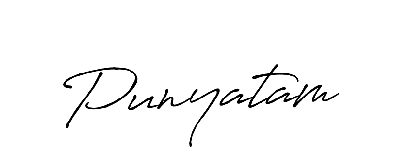 How to make Punyatam name signature. Use Antro_Vectra_Bolder style for creating short signs online. This is the latest handwritten sign. Punyatam signature style 7 images and pictures png