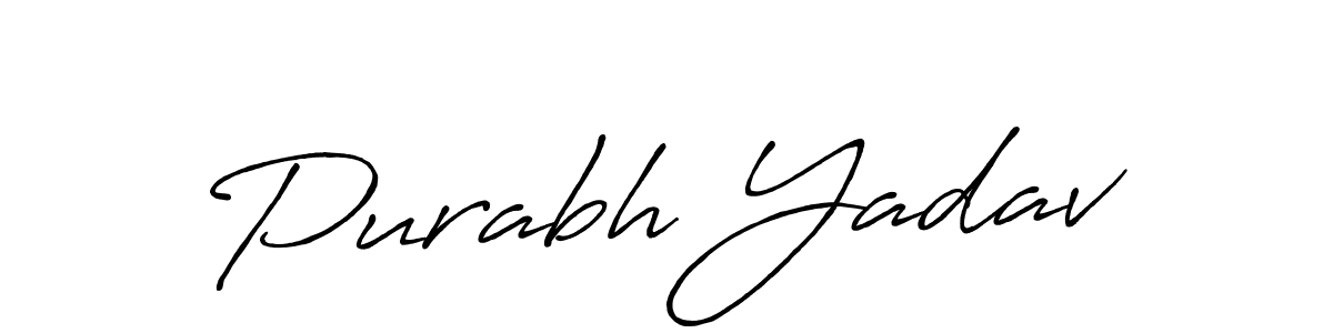Design your own signature with our free online signature maker. With this signature software, you can create a handwritten (Antro_Vectra_Bolder) signature for name Purabh Yadav. Purabh Yadav signature style 7 images and pictures png
