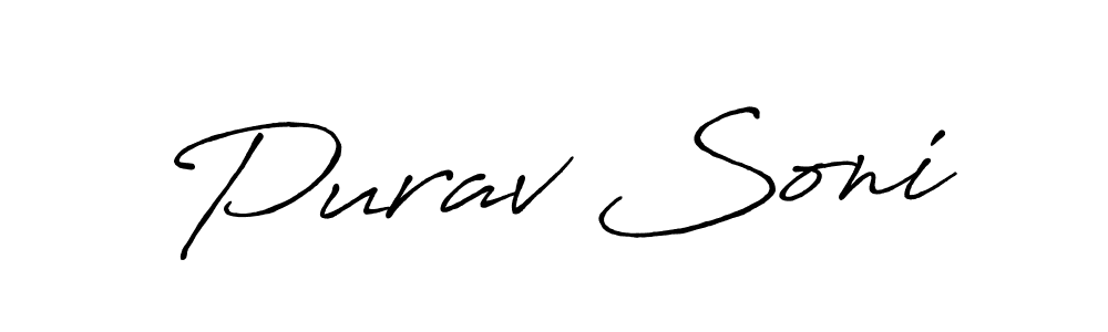 Create a beautiful signature design for name Purav Soni. With this signature (Antro_Vectra_Bolder) fonts, you can make a handwritten signature for free. Purav Soni signature style 7 images and pictures png