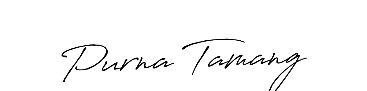 How to make Purna Tamang name signature. Use Antro_Vectra_Bolder style for creating short signs online. This is the latest handwritten sign. Purna Tamang signature style 7 images and pictures png