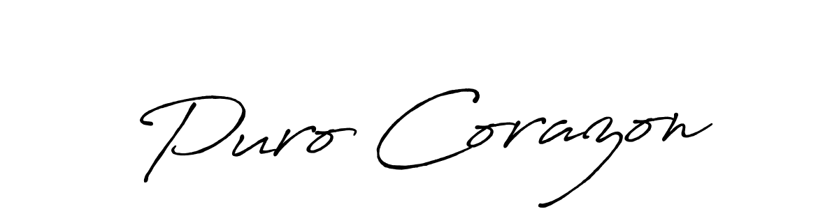 It looks lik you need a new signature style for name Puro Corazon. Design unique handwritten (Antro_Vectra_Bolder) signature with our free signature maker in just a few clicks. Puro Corazon signature style 7 images and pictures png