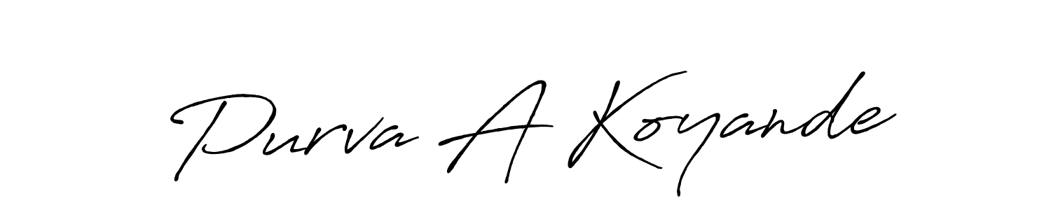 Use a signature maker to create a handwritten signature online. With this signature software, you can design (Antro_Vectra_Bolder) your own signature for name Purva A Koyande. Purva A Koyande signature style 7 images and pictures png