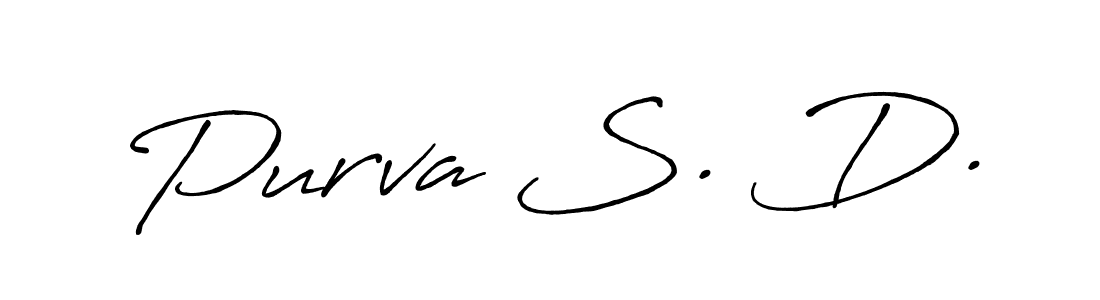 Use a signature maker to create a handwritten signature online. With this signature software, you can design (Antro_Vectra_Bolder) your own signature for name Purva S. D.. Purva S. D. signature style 7 images and pictures png