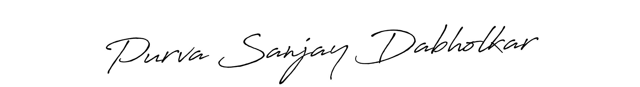 Create a beautiful signature design for name Purva Sanjay Dabholkar. With this signature (Antro_Vectra_Bolder) fonts, you can make a handwritten signature for free. Purva Sanjay Dabholkar signature style 7 images and pictures png