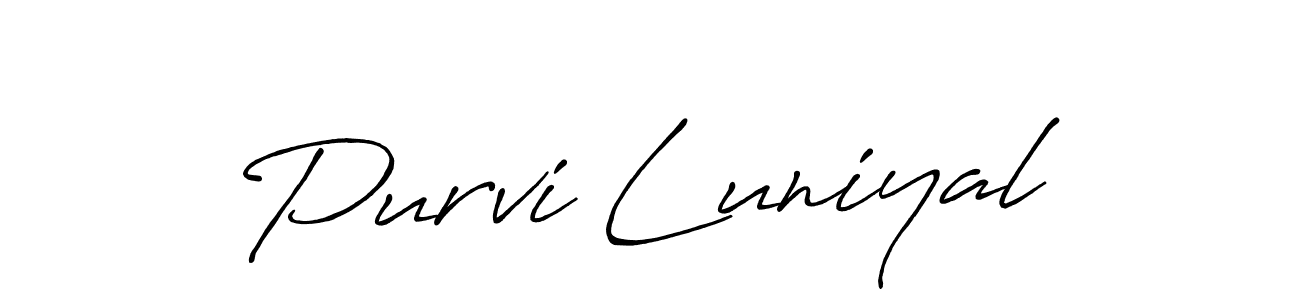 if you are searching for the best signature style for your name Purvi Luniyal. so please give up your signature search. here we have designed multiple signature styles  using Antro_Vectra_Bolder. Purvi Luniyal signature style 7 images and pictures png